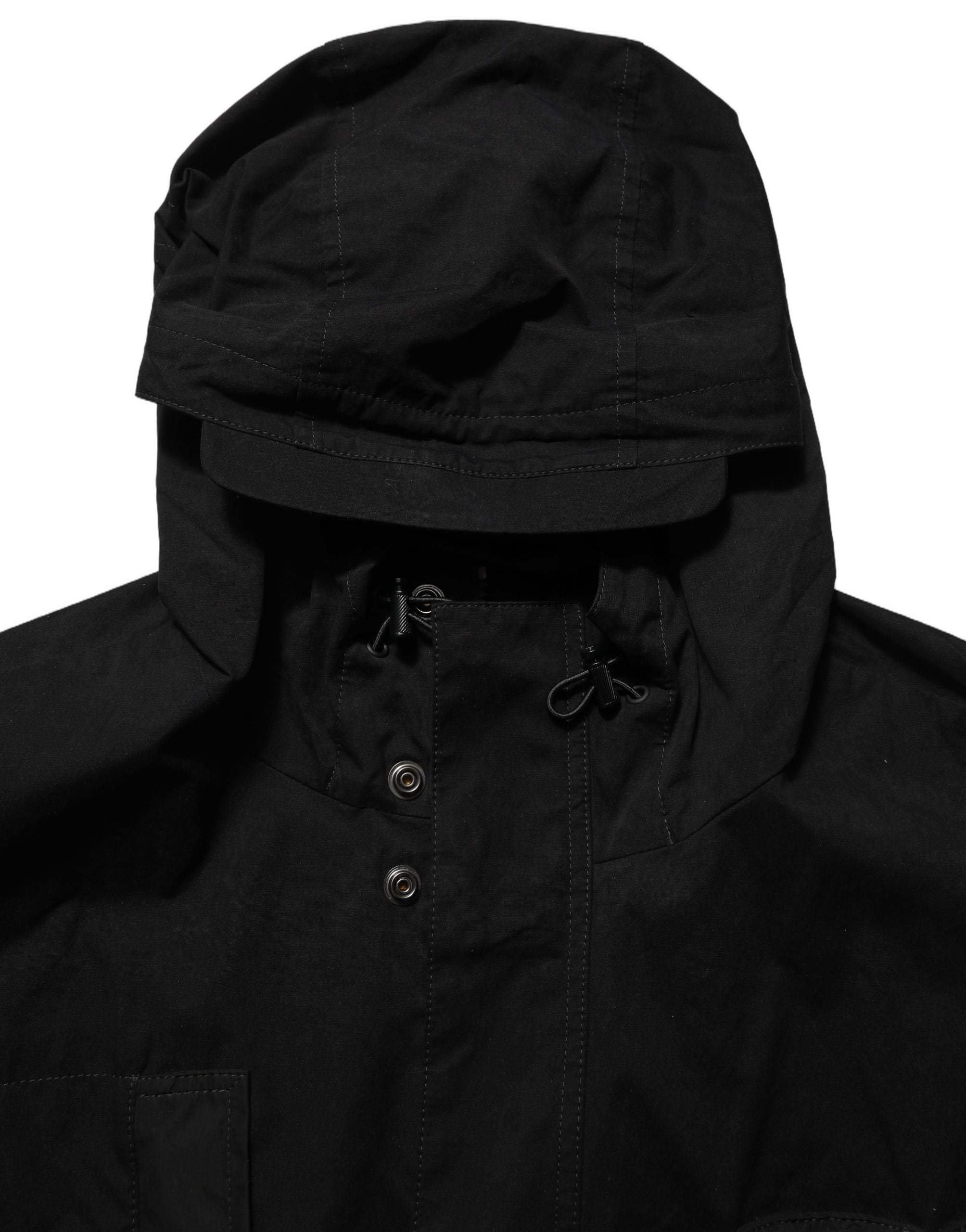Hooded Nylon Windbreaker Jacket — Black