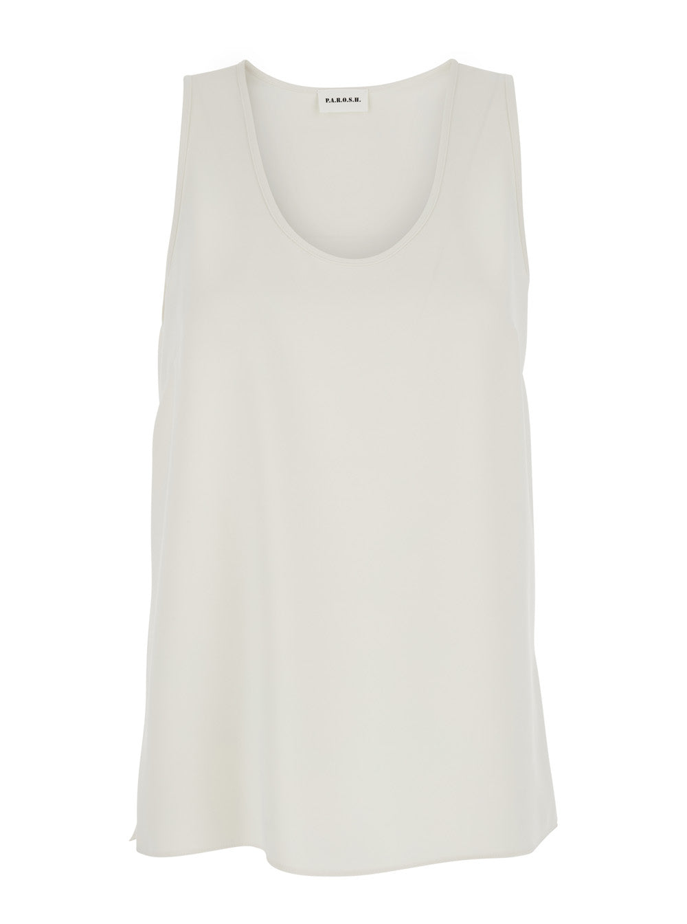 Sleeveless Round Neck Tank Top — White