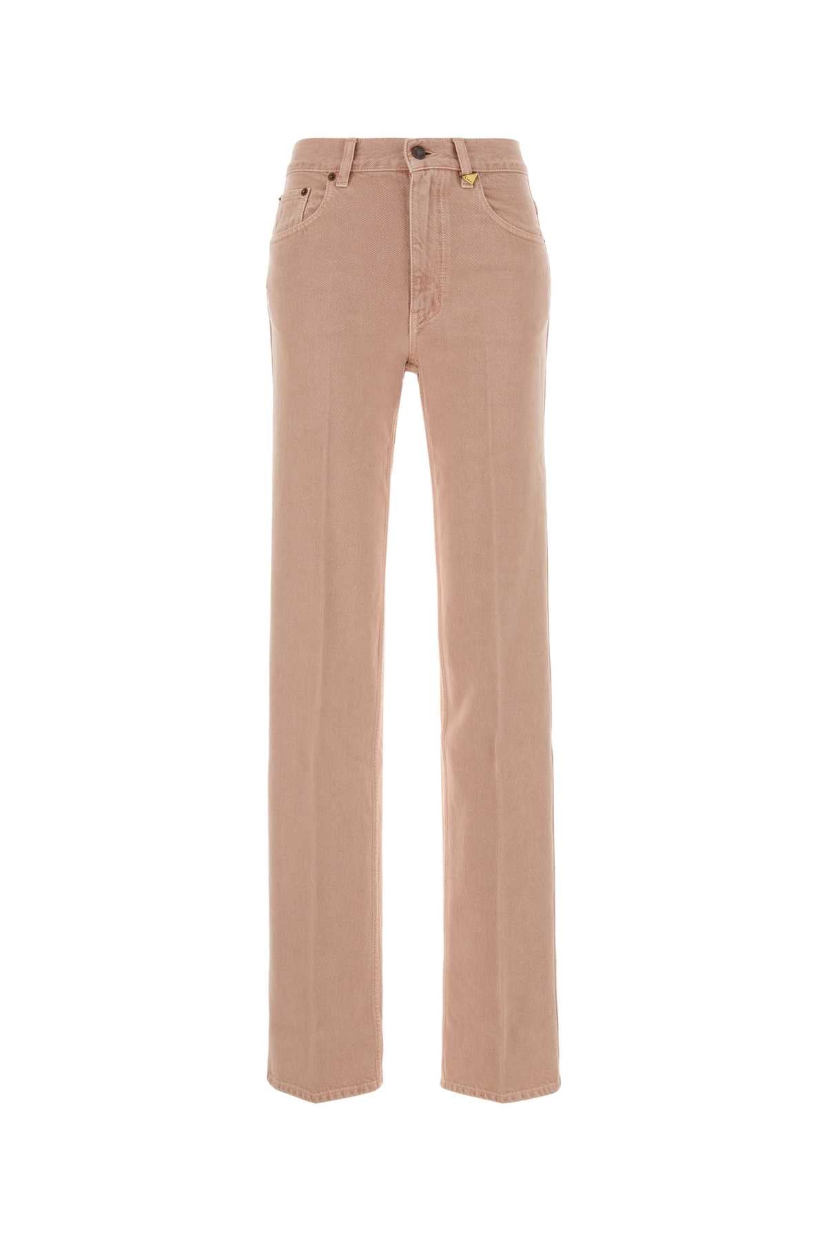 High-Rise Cotton Jeans — Pink