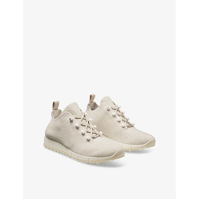 Womens X Bamboo Mix Veles Faux Pearl-embellished Low-top Knitted Trainers