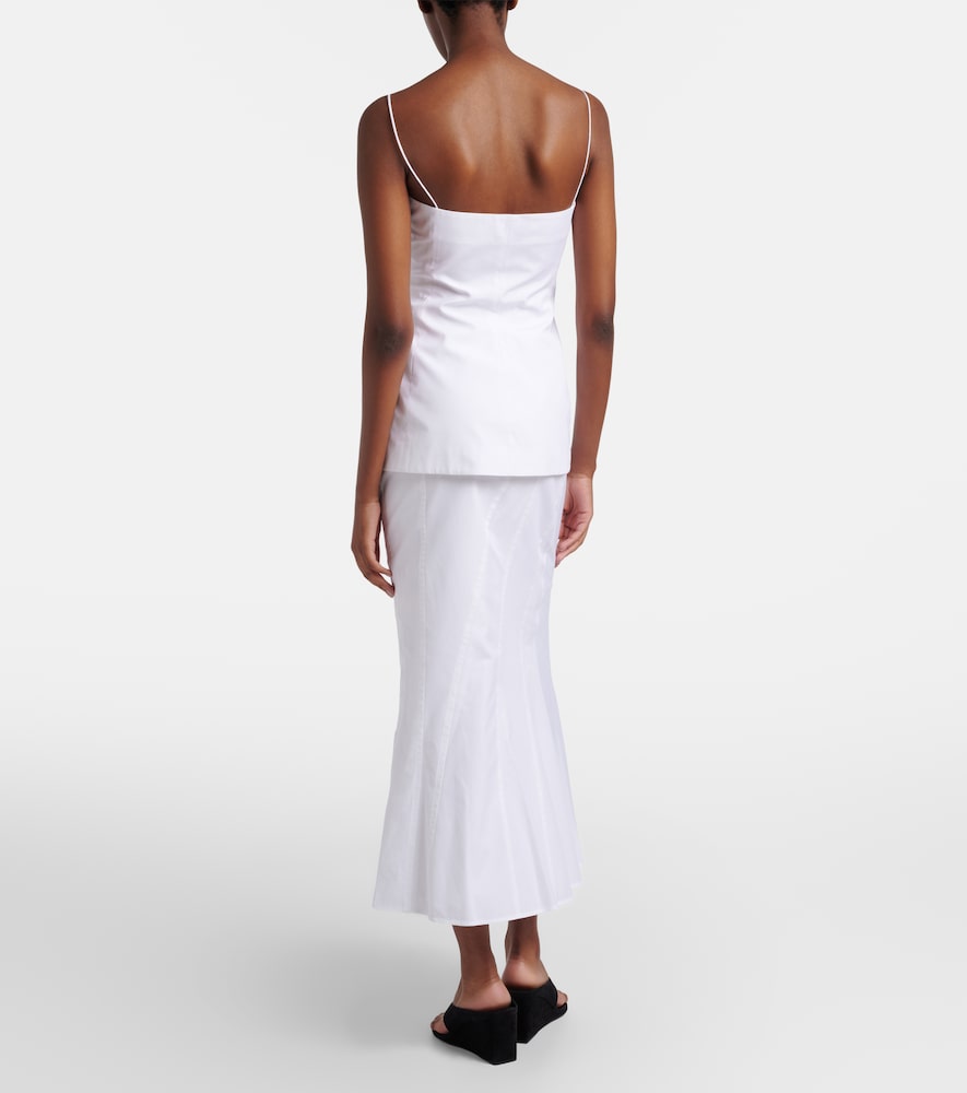Ora cotton poplin midi skirt