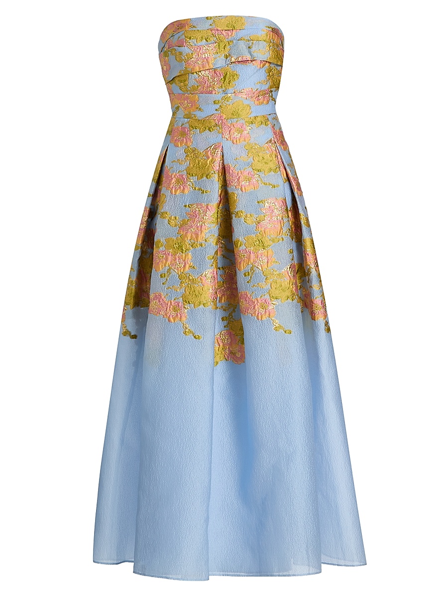 Women's Leia Jacquard Strapless Gown - Serenity Blue