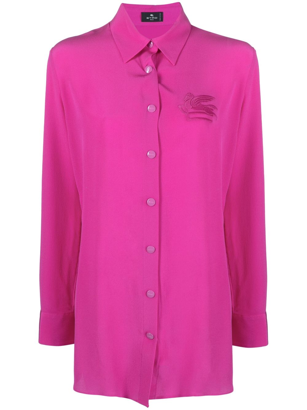 Pegaso-appliqué silk shirt - Pink