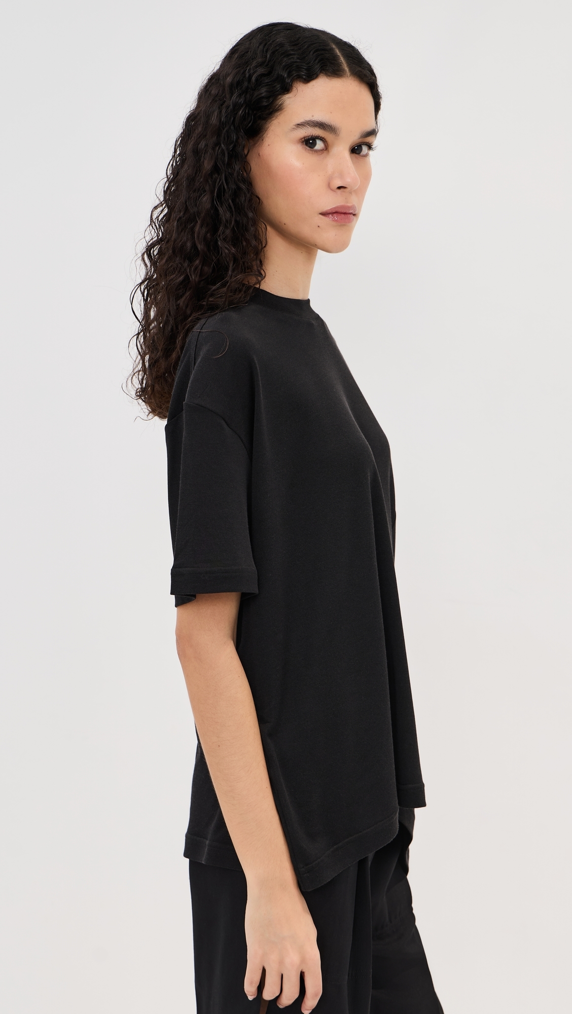 Combined Silk T-Shirt Black