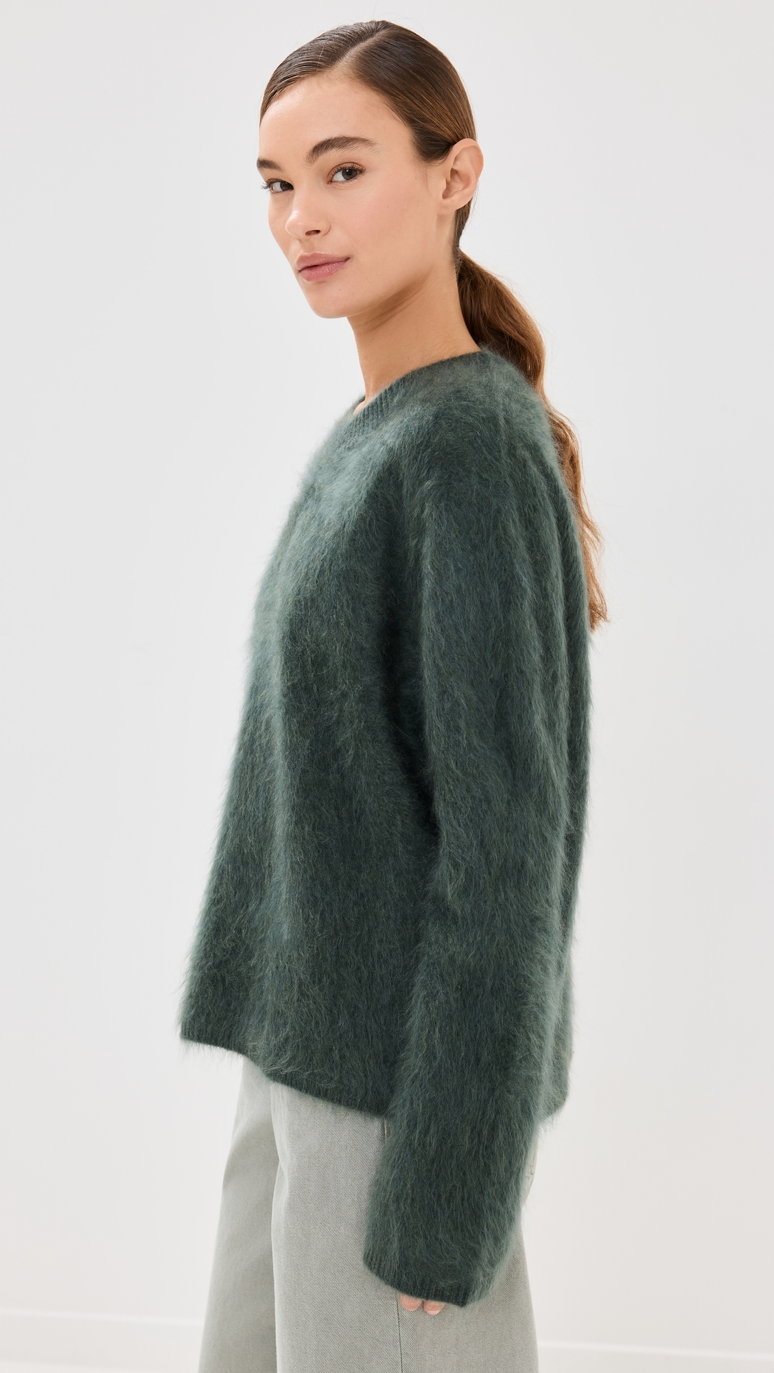 Natalia Cashmere Sweater Olive Brushed