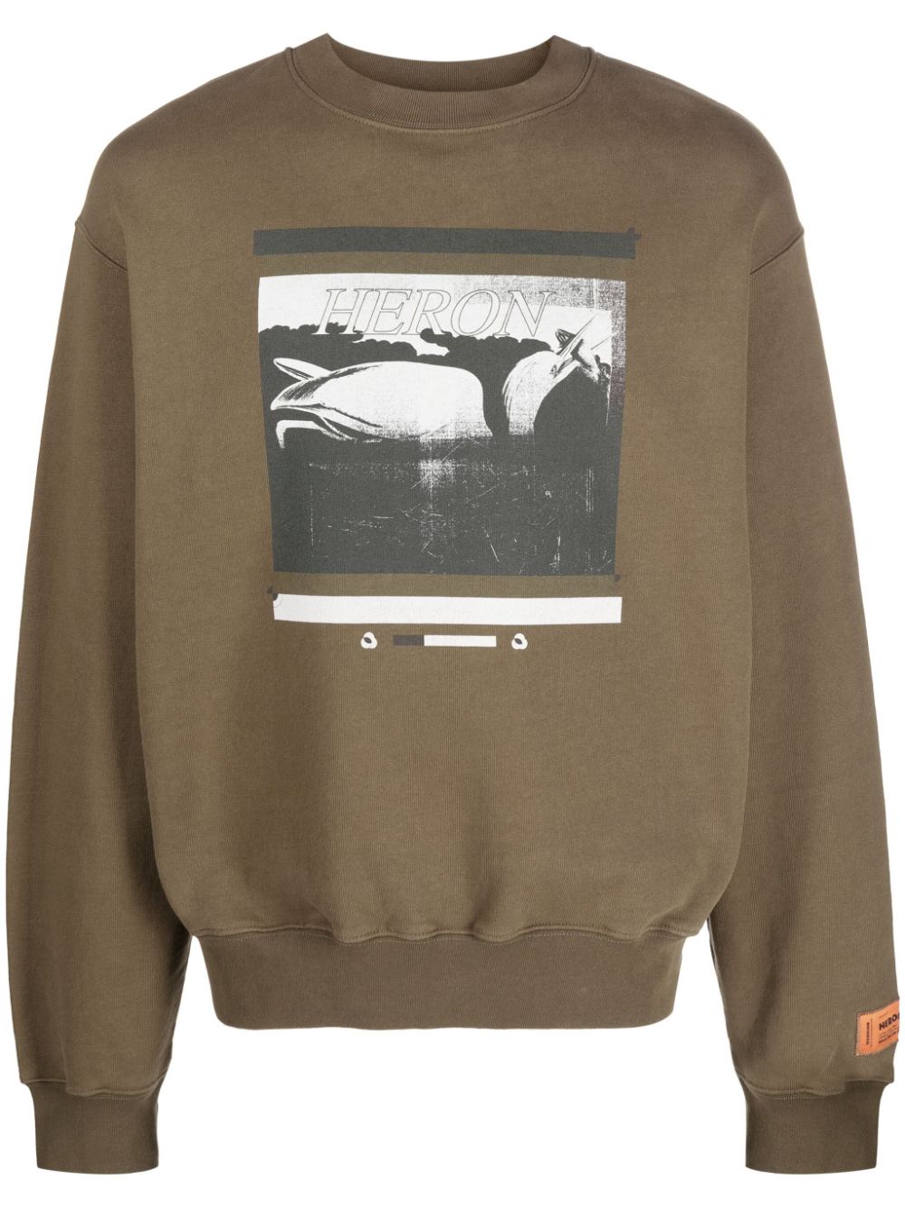 Logo-patch bird-print cotton sweatshirt - Green