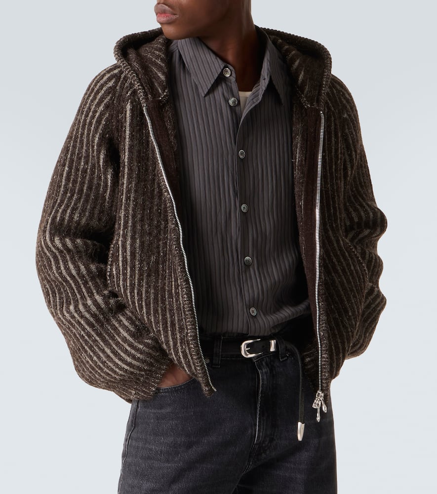 Level ribbed-knit wool zip-up hoodie