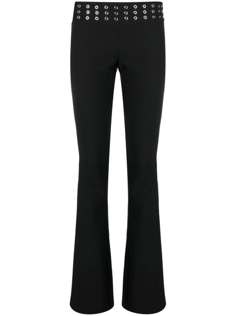 Eyelet-embellished flared trousers - Black