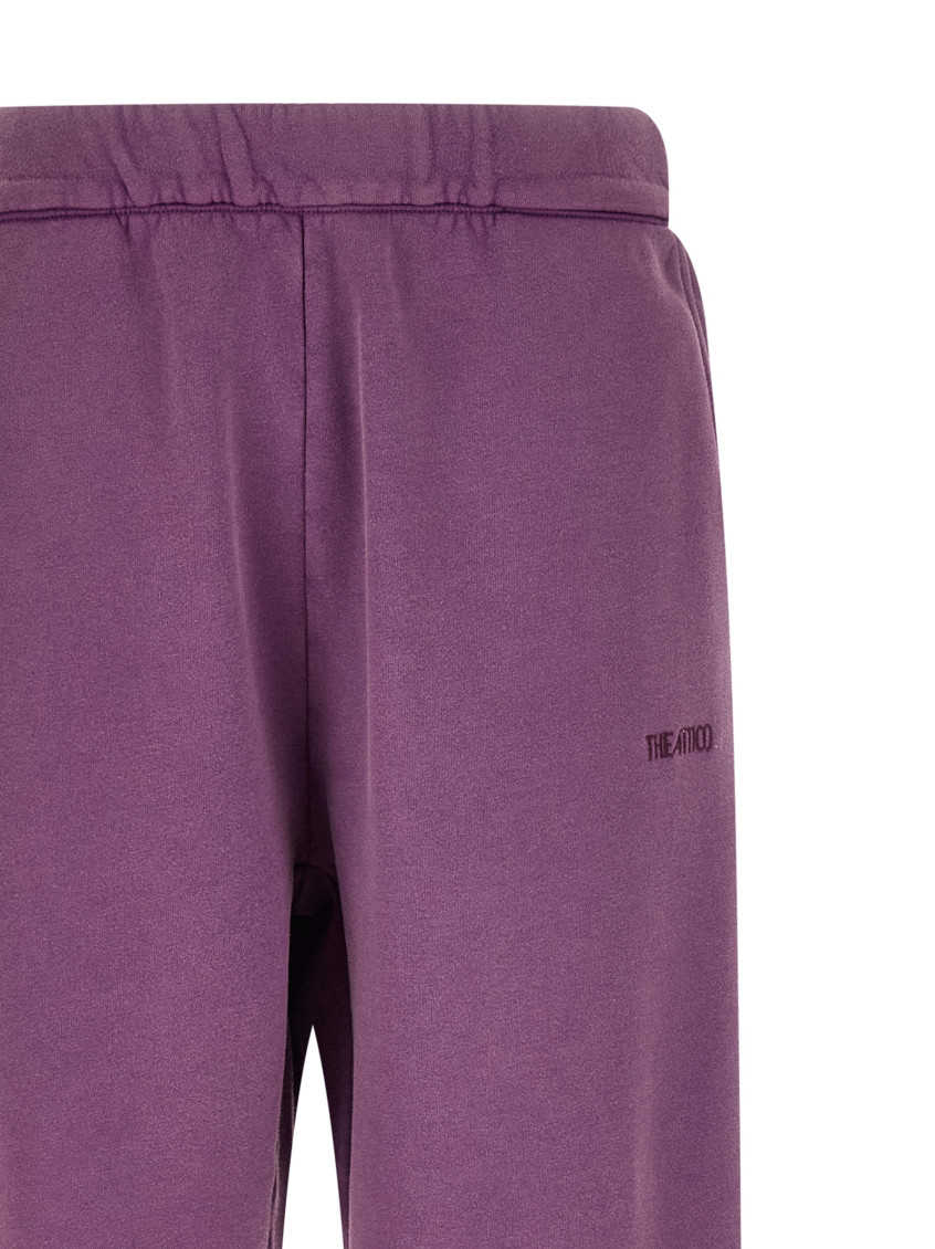 Logo Embroidery Joggers Pants Purple