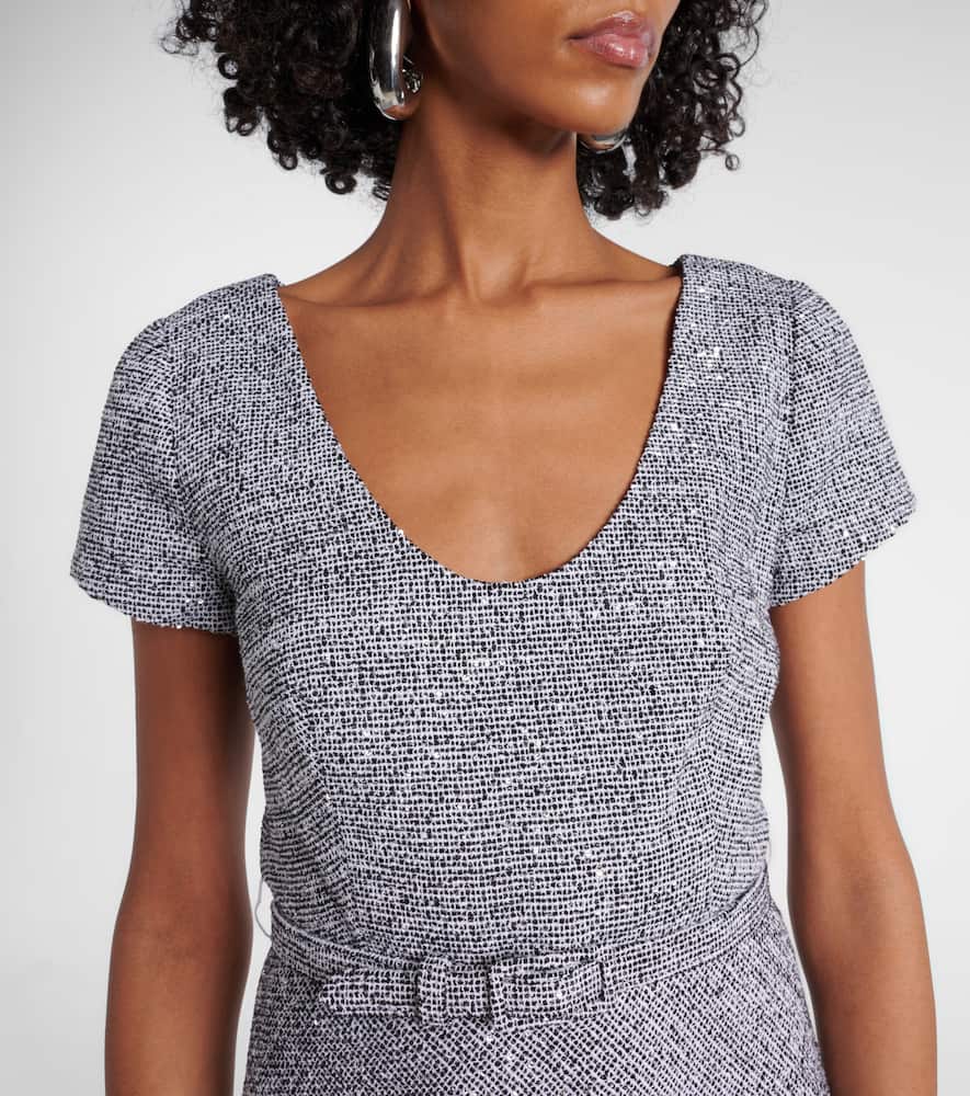 Sequined tweed midi dress