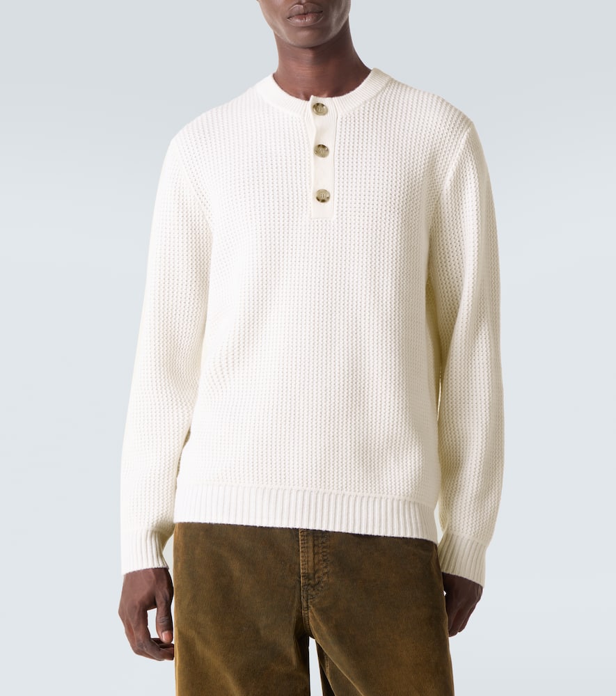 Waffle-knit wool and cashmere sweater