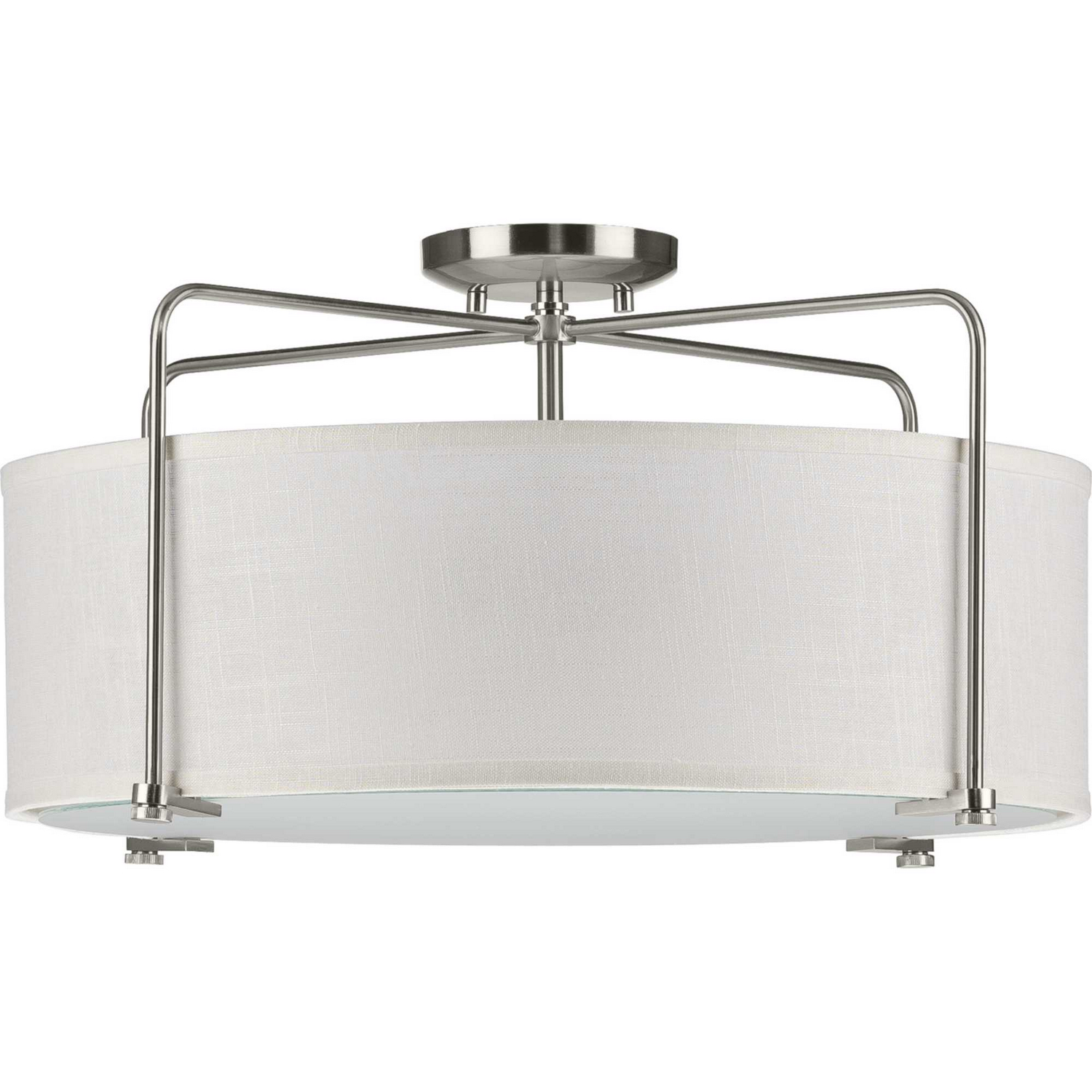 Brushed Nickel Three Light Semi Flush Convertible from the Kempsey Collection