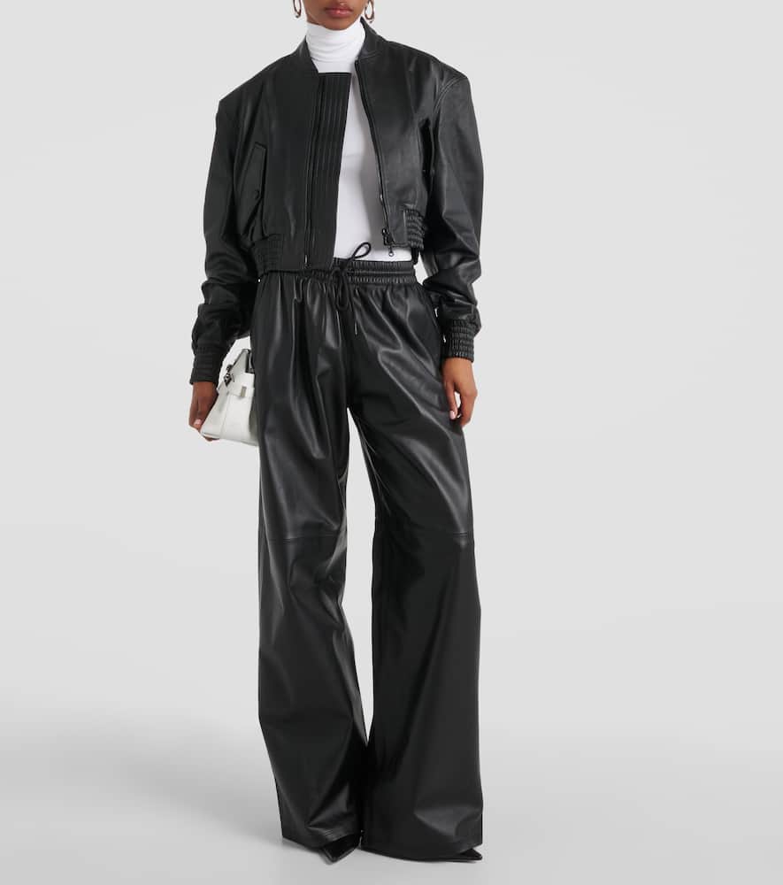 Wardrobe. NYC Cropped leather bomber jacket