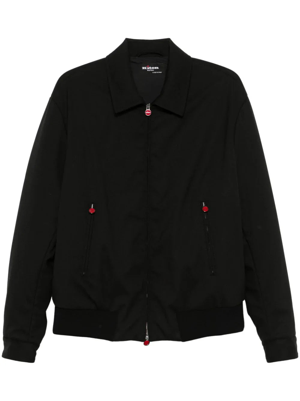 Virgin Wool Padded Bomber Jacket — Black