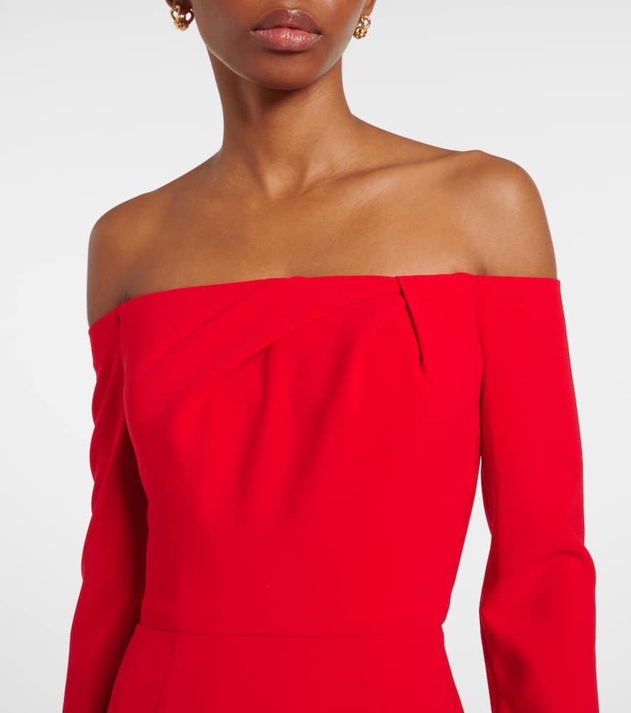 Off-shoulder gathered crêpe gown