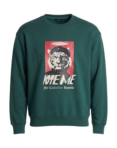 Man Sweatshirt Emerald green Size S Cotton, Recycled polyester