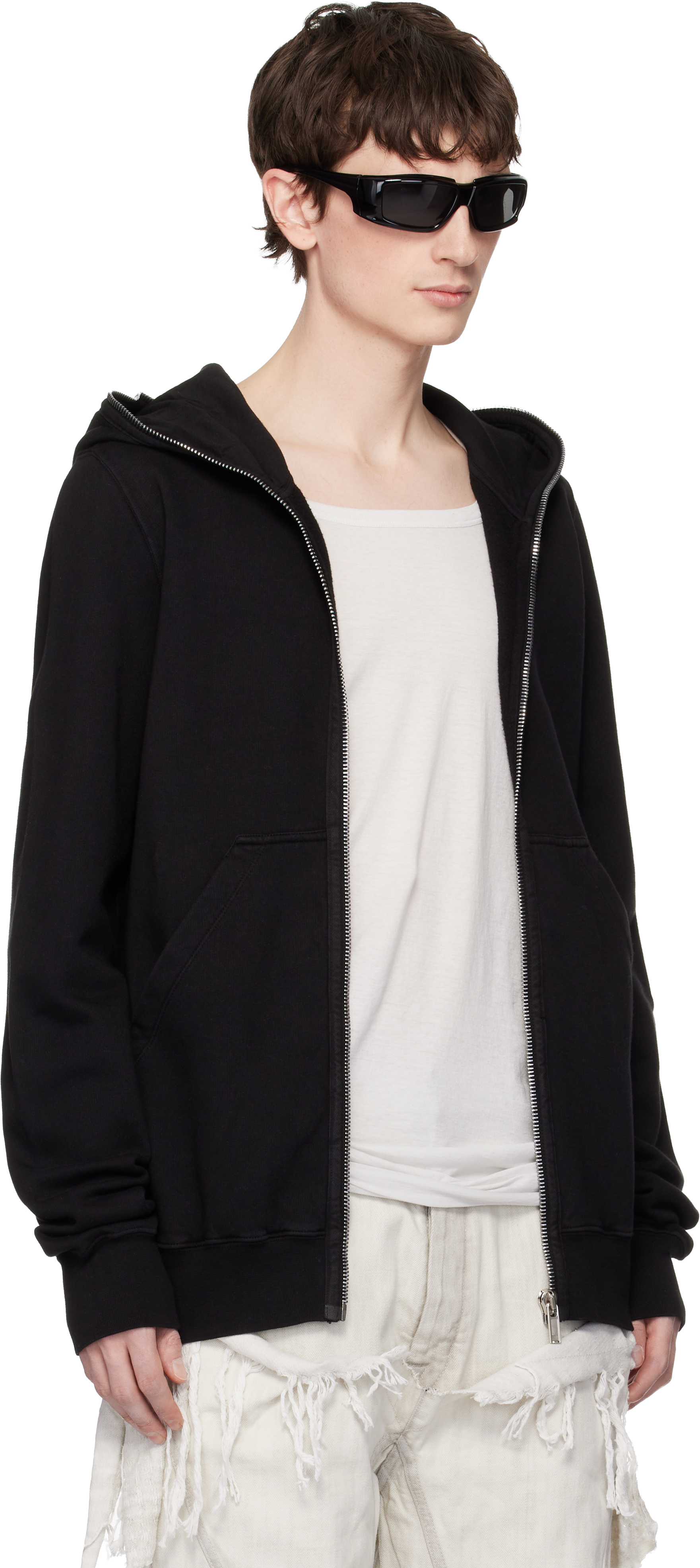 Black Zip-Up Fleece Hoodie