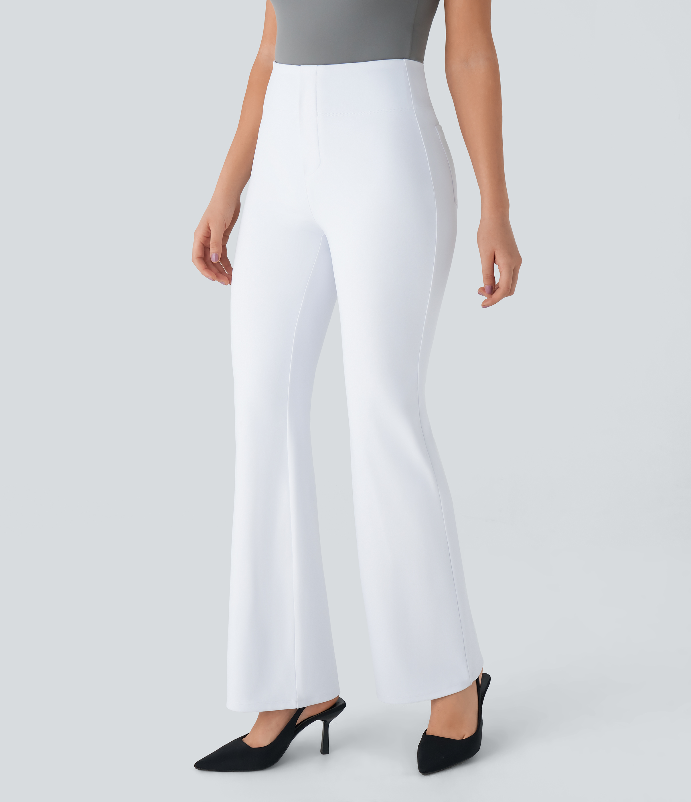 Halara Halara Flex™ High Waisted Back Side Pocket Slight Flare Work Trousers - White - XLta