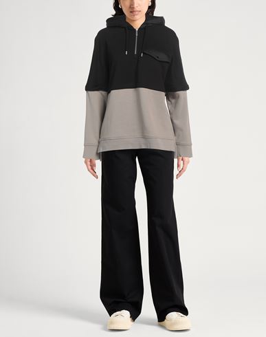 Woman Sweatshirt Black Size M Cotton, Polyamide, Elastane