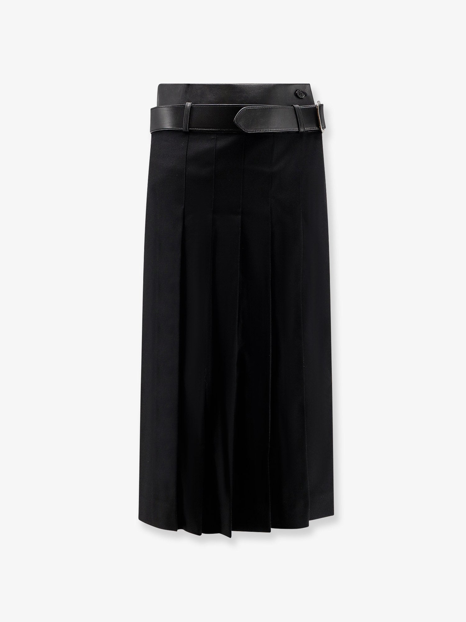 Pleated Wool Skirt — Black