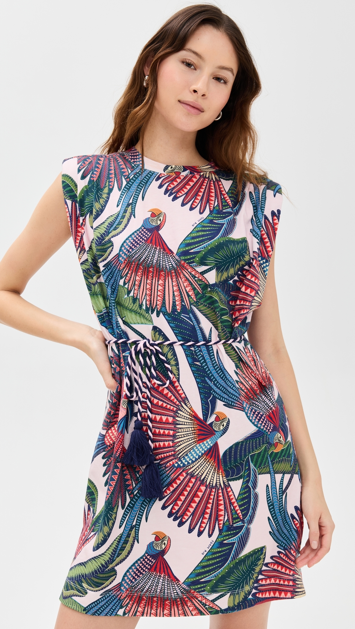 FARM Rio Macaw Flight Mini T-Shirt Dress Macaw Flight Pink 