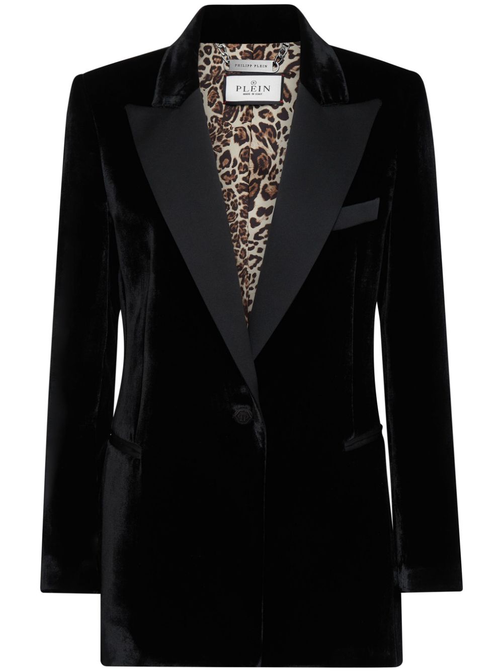 Single-breasted velvet blazer - Black