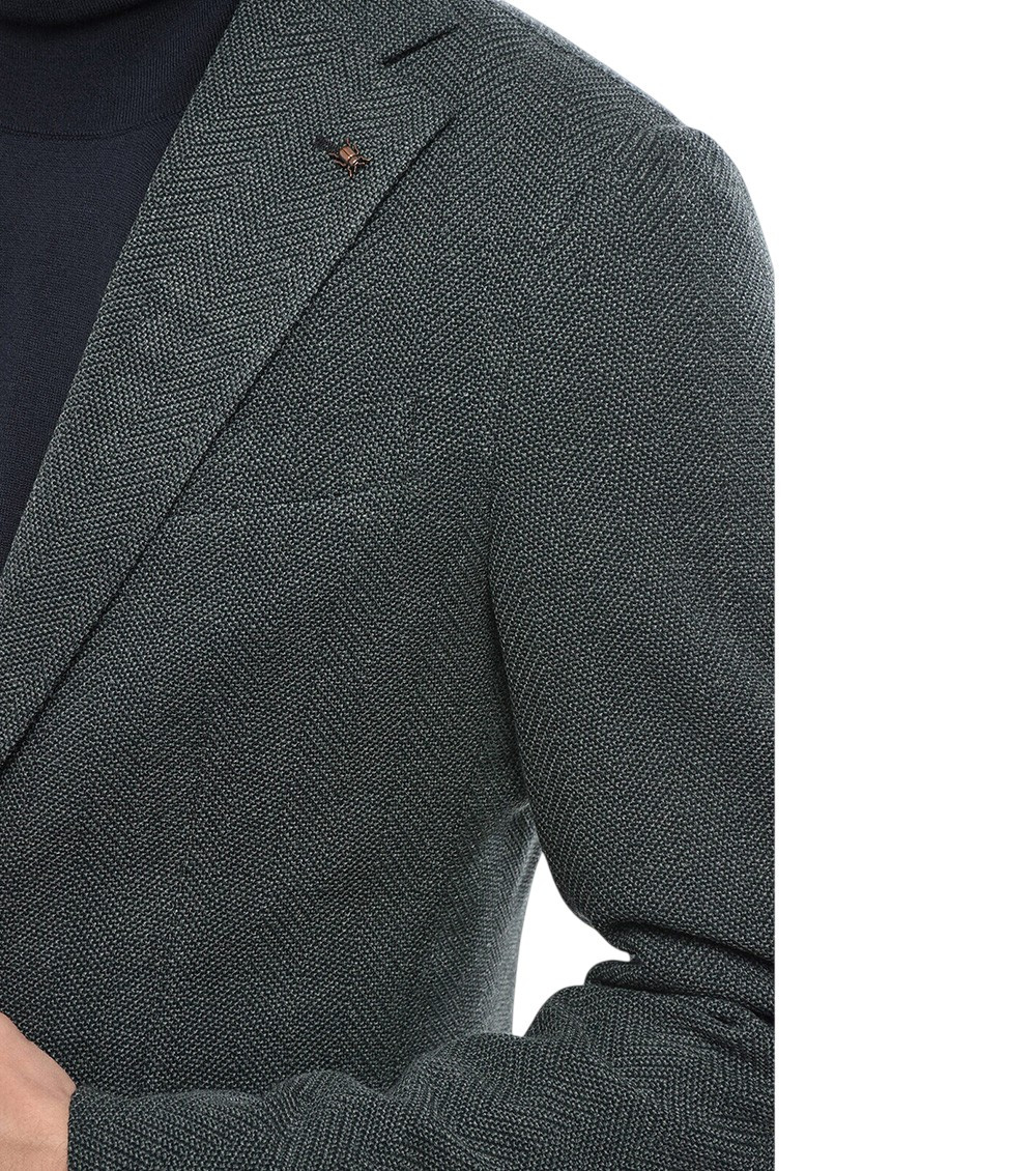 Dark Green Notched Lapel Blazer