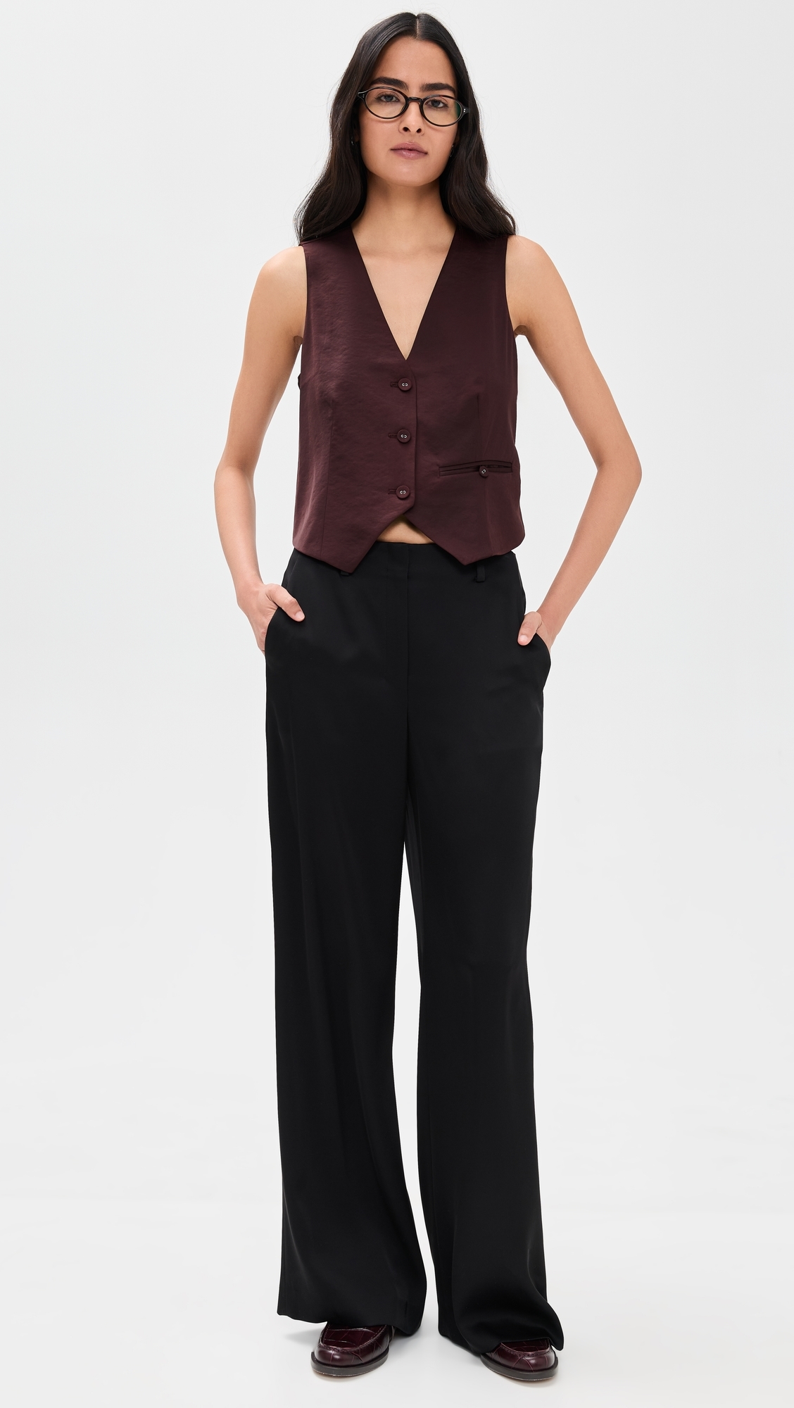 Simone Satin Vest Mahogany