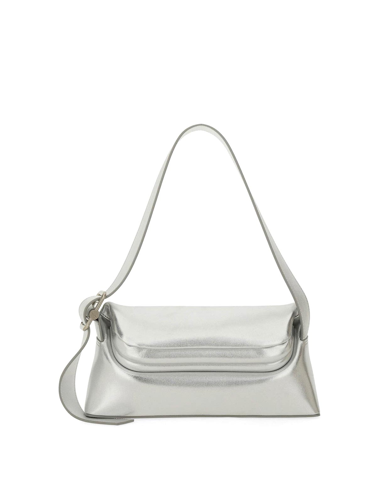 Folder Brot metallic-leather shoulder bag - Silver