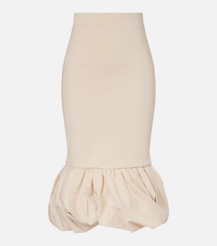 Camille ruffled linen-blend midi skirt