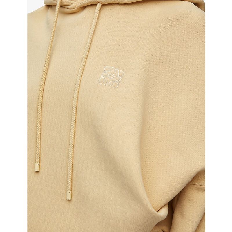 Womens Vanilla Anagram-embroidered Draped Cotton-jersey Hoody