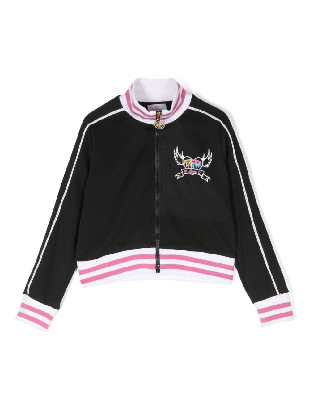 Logo-print varsity track jacket - Black