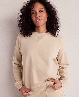 Ann Taylor Haven Well Within Garment-Dyed Organic Cotton Terry Crewneck
