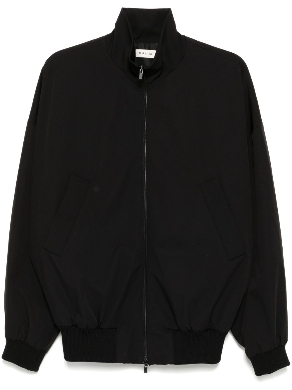 Nylon And Polyester Jacket With High Collar And Zip