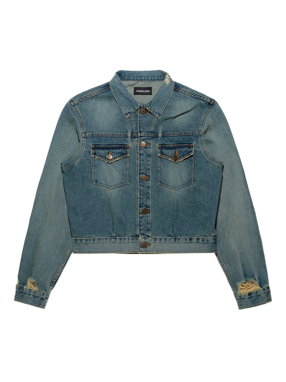 Distressed denim jacket - Blue