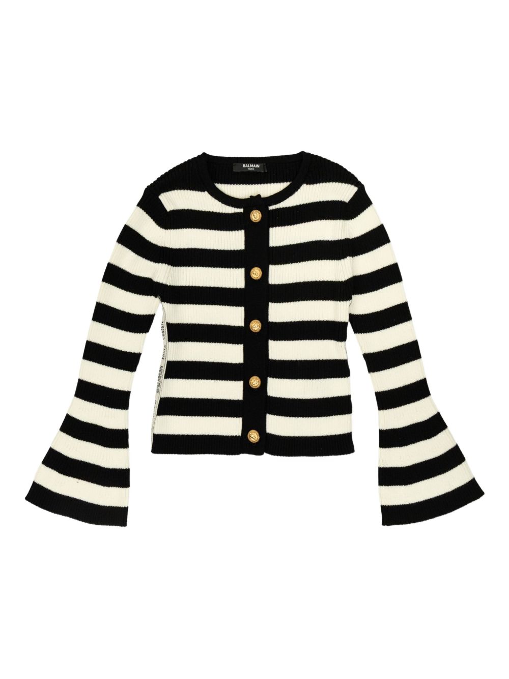 Striped bell-sleeve cardigan - Black