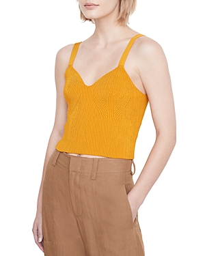 Ribbed-knit bralette top - Yellow