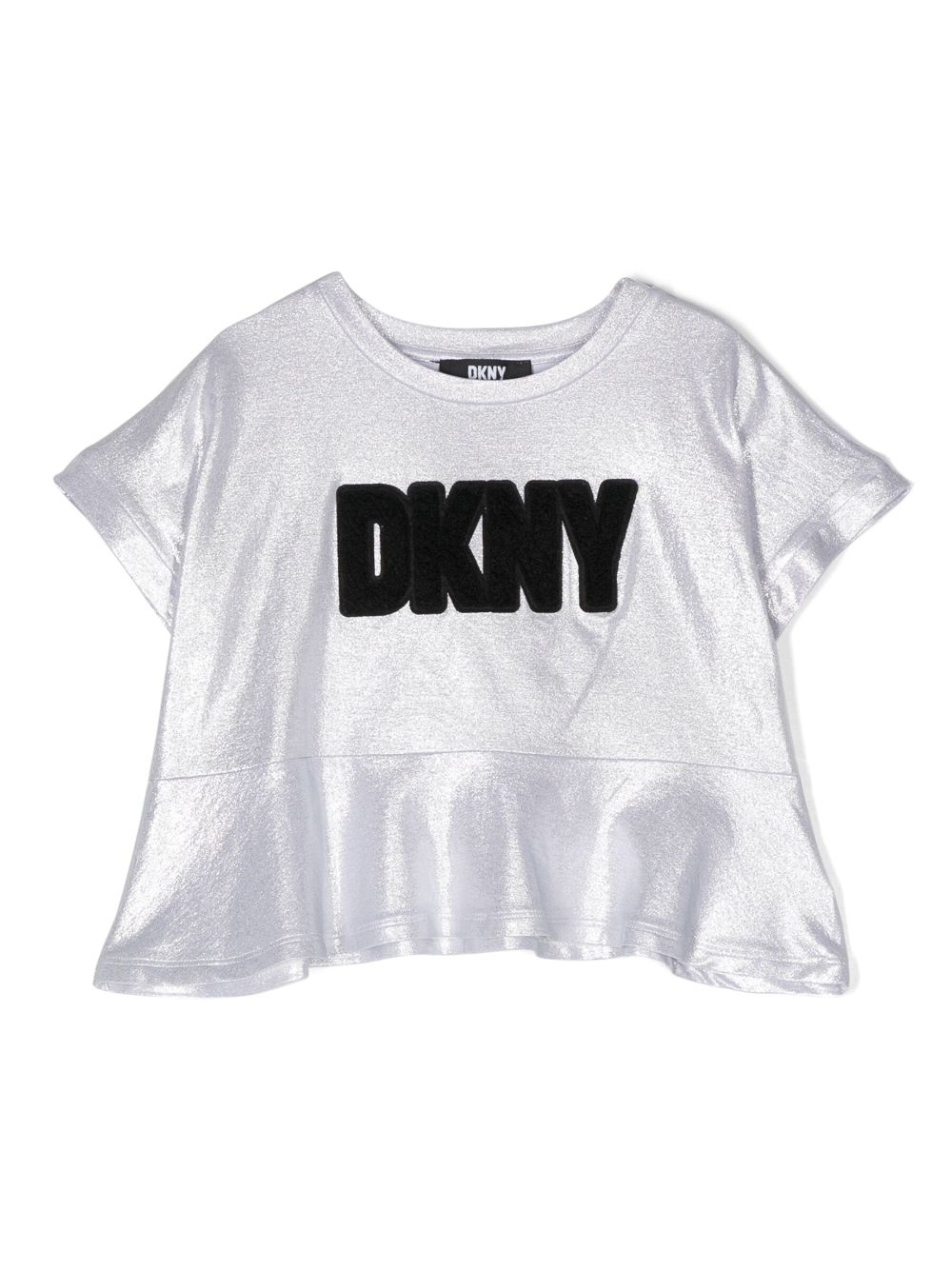 Embroidered-logo glossy T-shirt - Silver