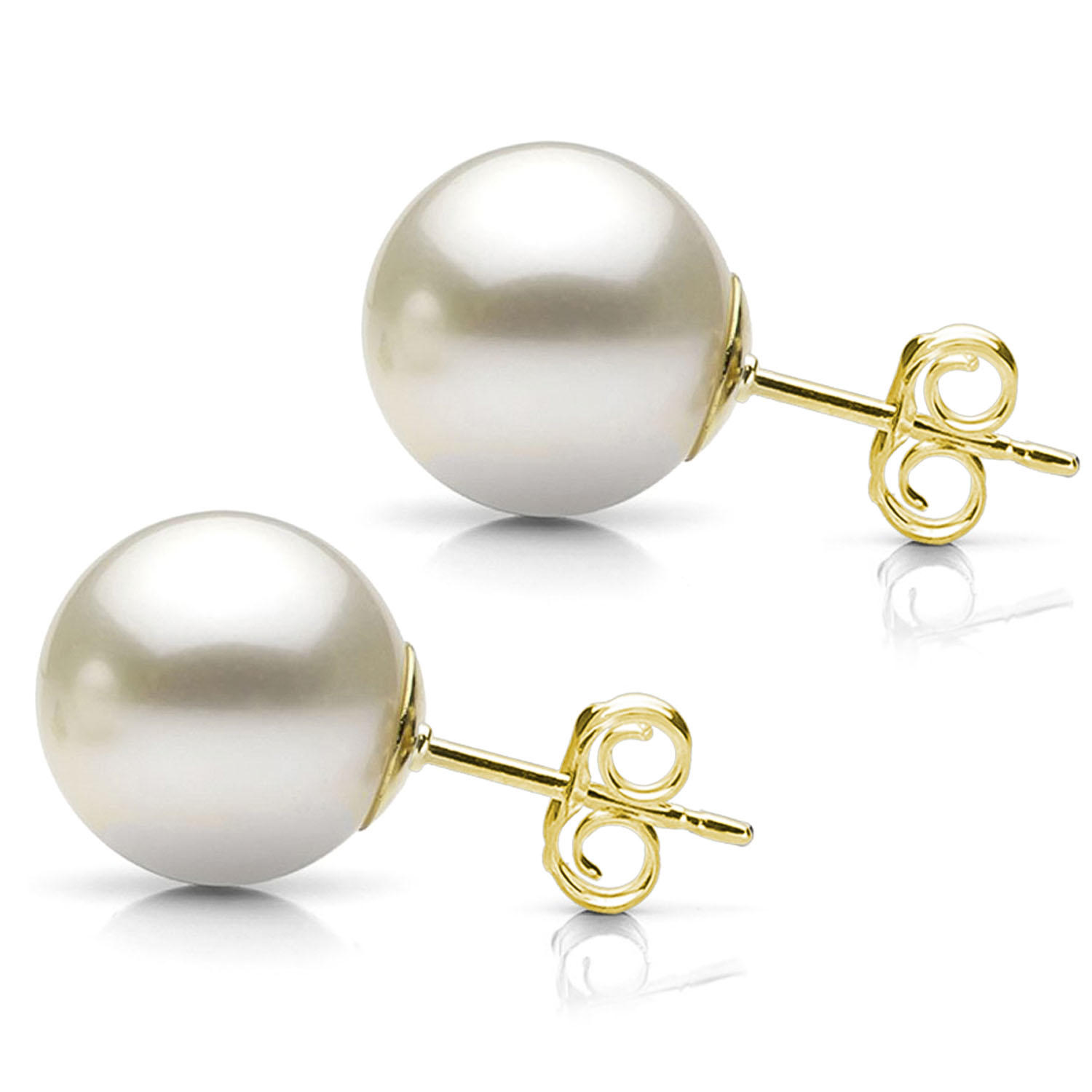 PAIREARRINGS10-11FRESHWATERPEARLYELLOWGOLD