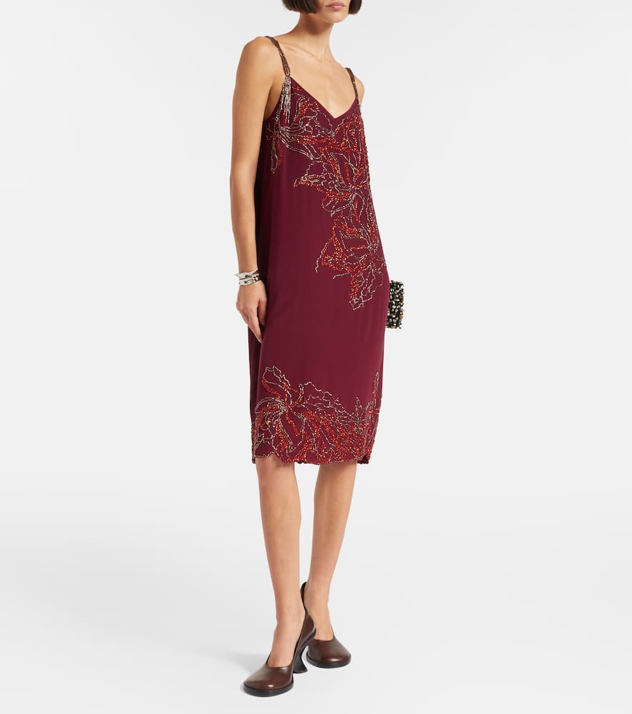Beaded silk slip dress