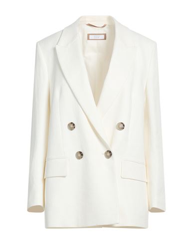 Easy Woman Blazer Ivory Size 6 Linen, Viscose, Elastane