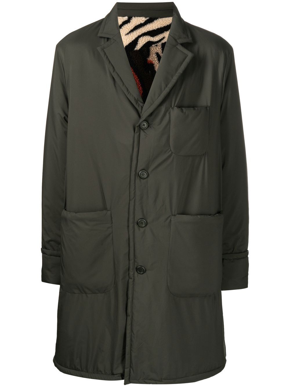 Patch-pockets single-breasted coat - Green