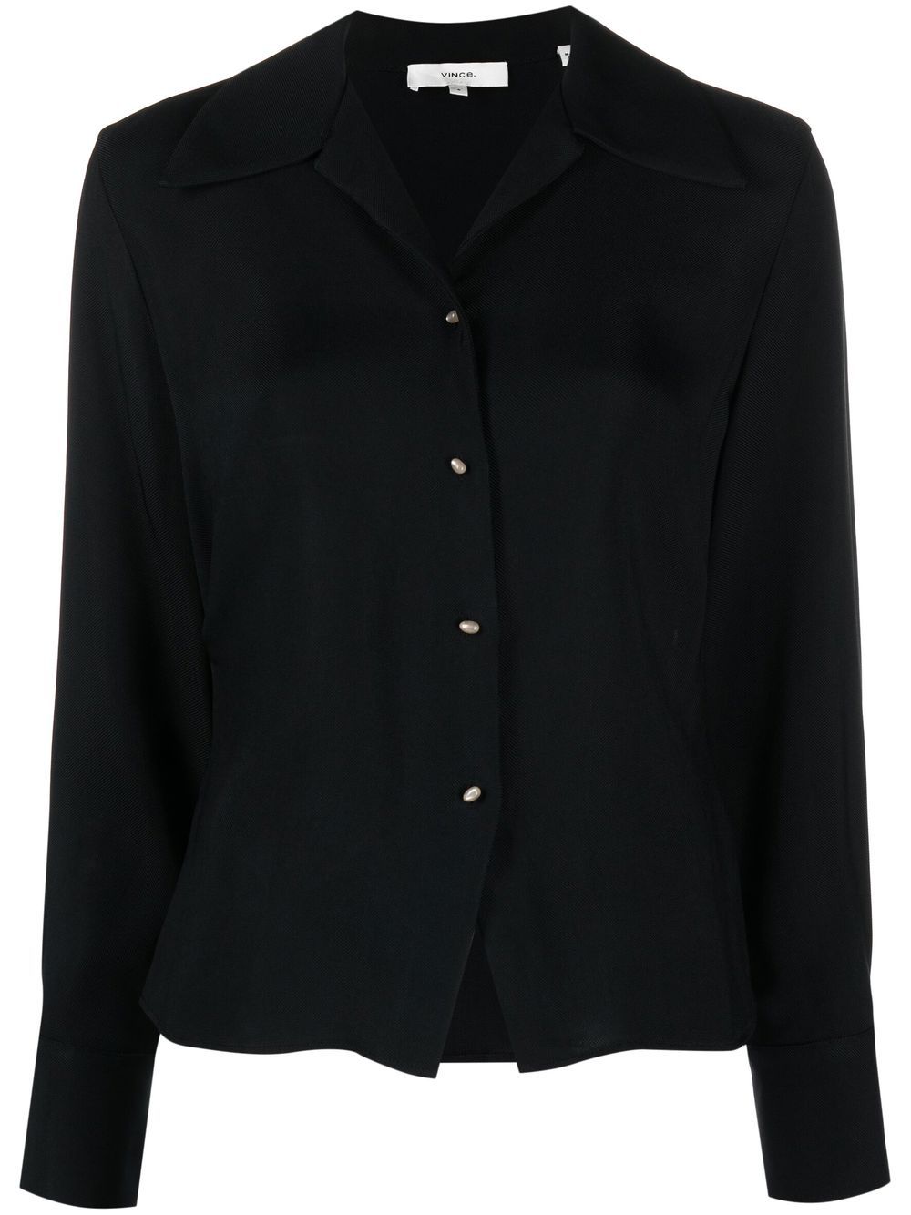 Oversized-collar long-sleeved blouse - Blue