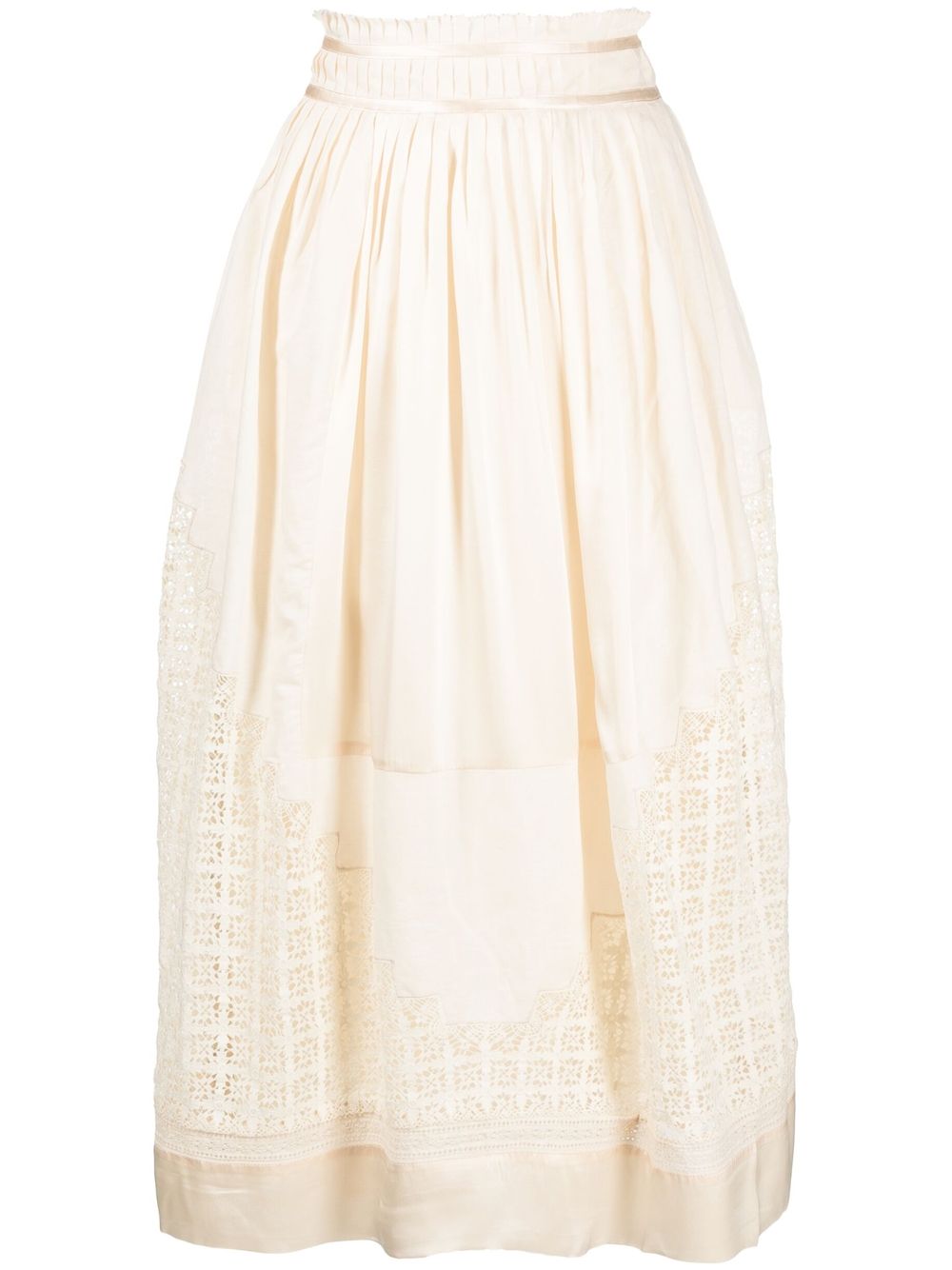 Cadena lace-insert midi skirt - Neutrals