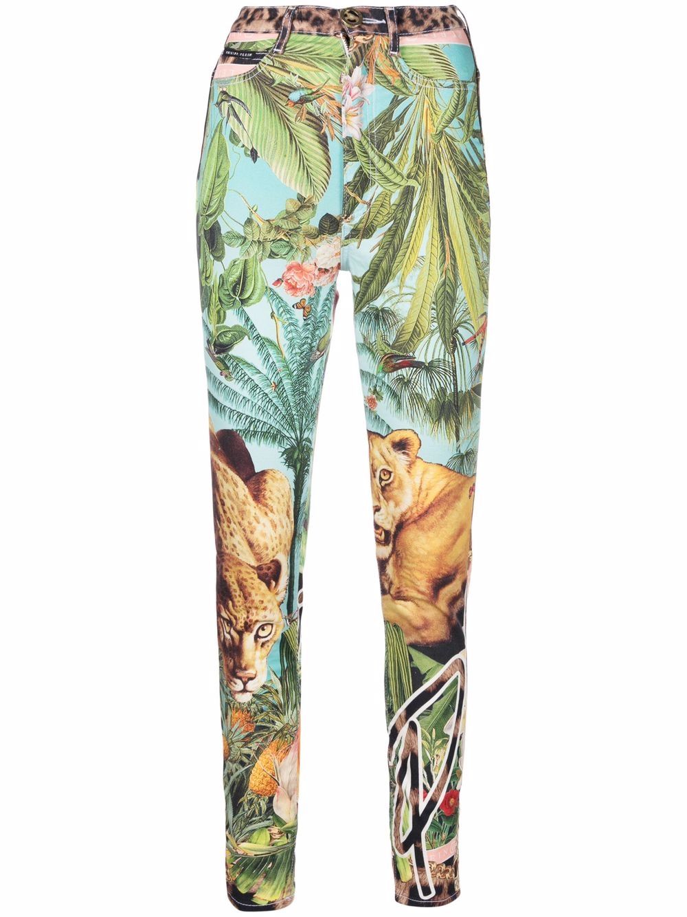 Super High Waist denim jeggings - Green