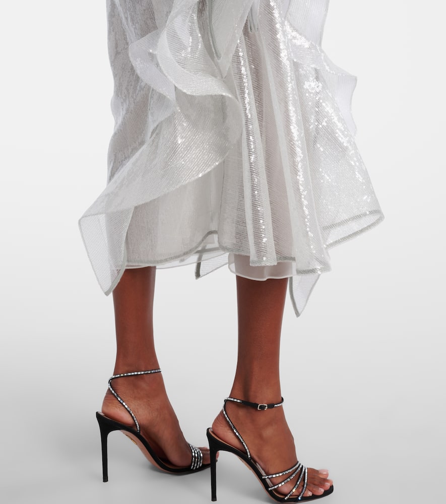 Hymn ruffled sequined midi skirt