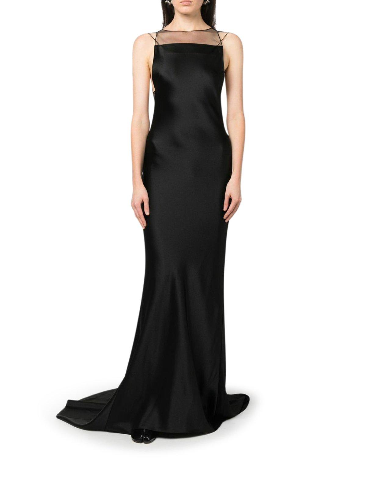 Mesh-detail fishtail gown