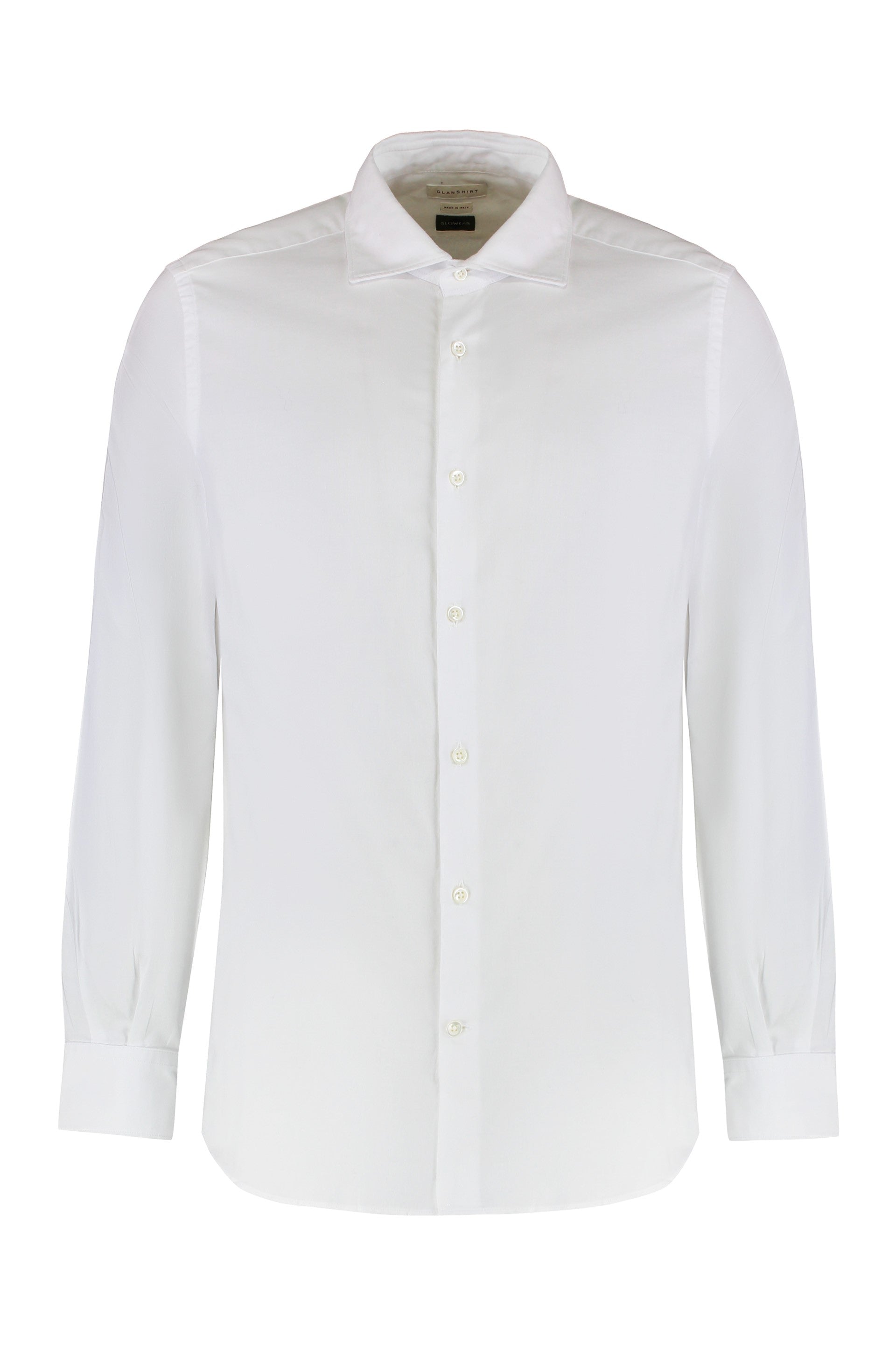 Long-Sleeve Piqué Cotton Button-Down Shirt