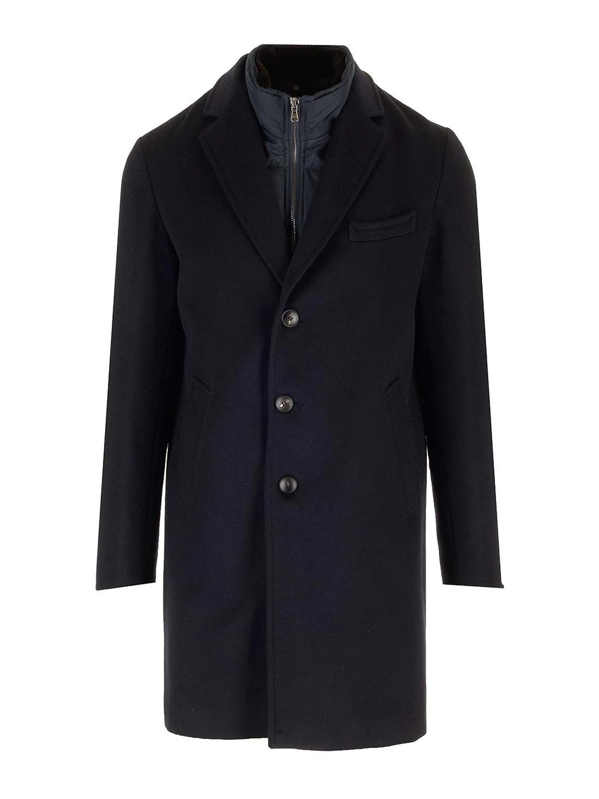 Ingle-Breasted Wool And Cashmere Coat