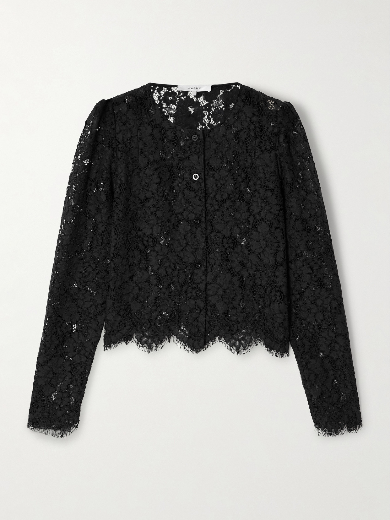 Organic Cotton-blend Lace Blouse - Black